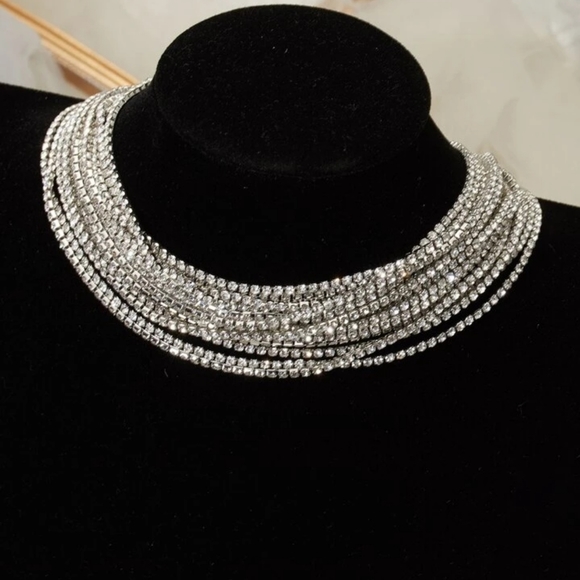 New! Layered Rhinestone Choker - Picture 1 of 4